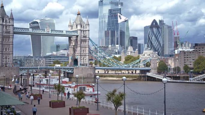 塔桥。金融区。伦敦。童话般的场景。