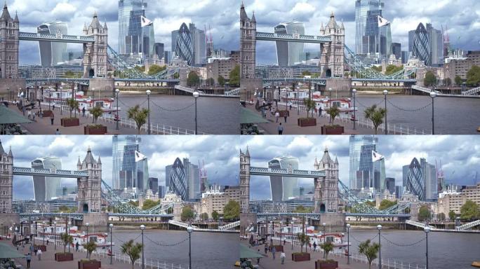 塔桥。金融区。伦敦。童话般的场景。