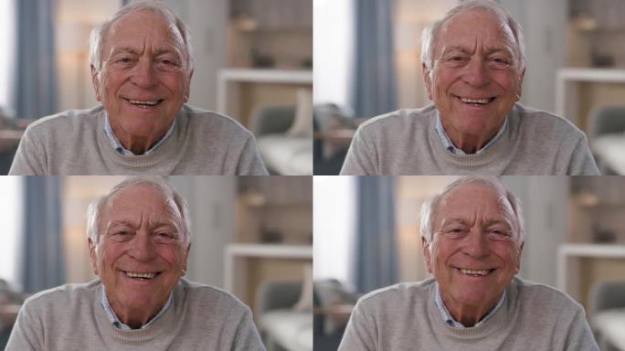 一名老人坐在家里的4k录像