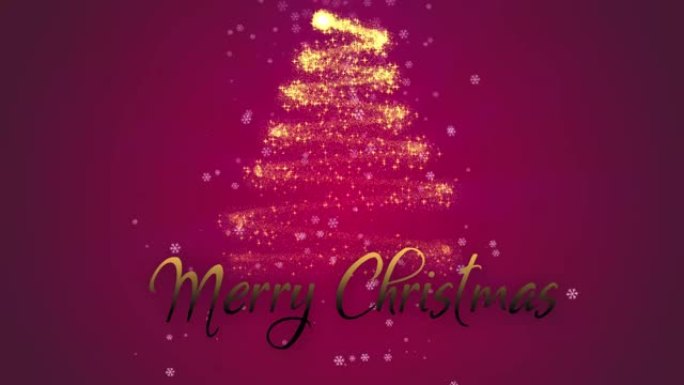 一棵数字制作的圣诞树的4k视频，上面写着 “圣诞快乐”