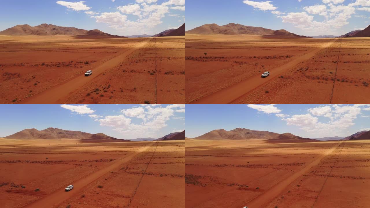 WS卡车在偏远的沙漠中行驶，纳米比亚，非洲