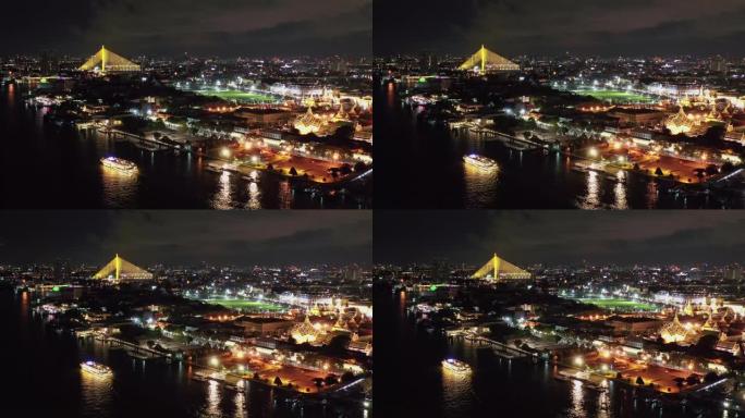 大皇宫近湄南河的鸟瞰图