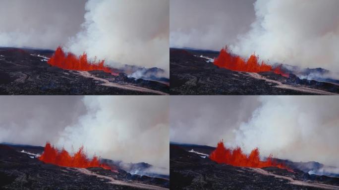 夏威夷莫纳罗亚火山爆发2022年的慢动作