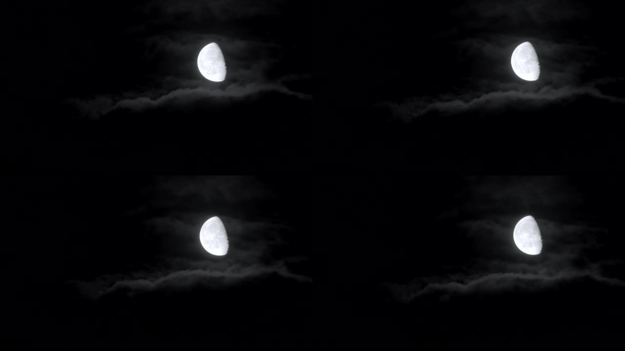 月亮和云朵-黑夜，月光，黑暗