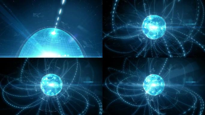 动画全球数字社交网络和太空中的互联网概念