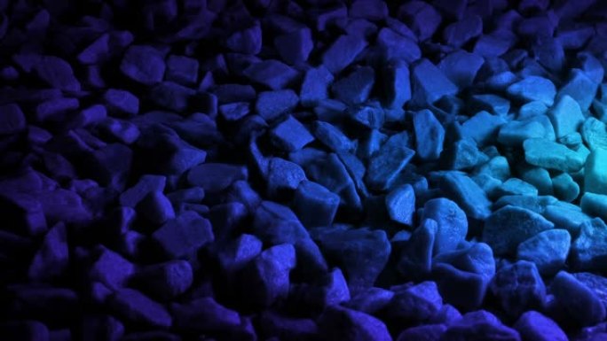 幻想蓝色发光中的岩石