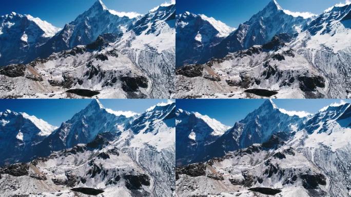 白雪皑皑的山峰。喜马拉雅山中部的山脉。