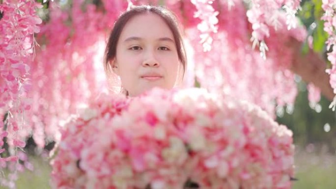 花丛中的少女女孩美女春光春色风光风景