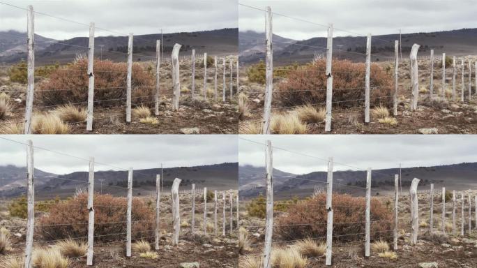 南美阿根廷巴塔哥尼亚的农场围栏。