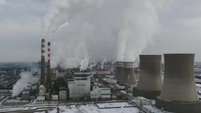 火力发电厂鸟瞰图全球变暖大气污染碳排放