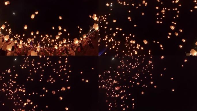 360小星球天灯在loi kathong国际节，目的地旅游清迈，泰国。8k源