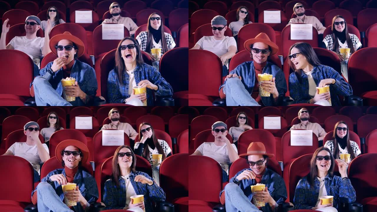 3D眼镜的观众保持距离