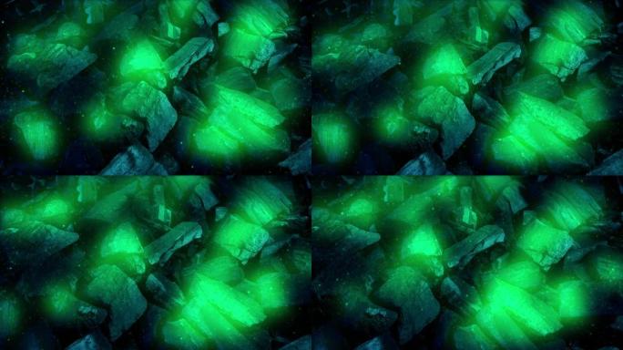 神奇发光的绿色煤移动镜头