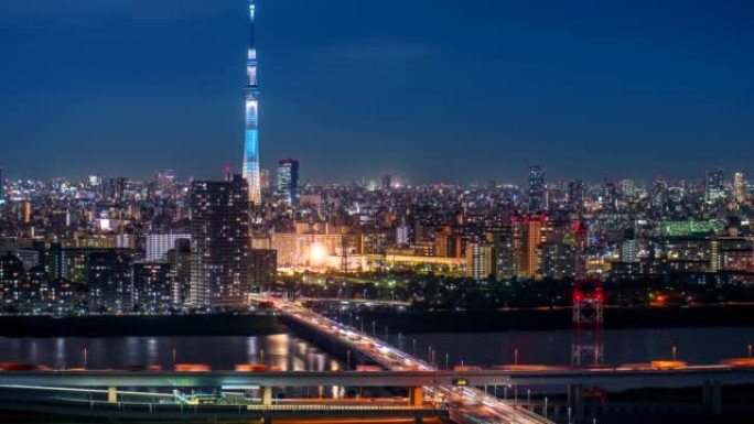 俯瞰东京夜景的延时