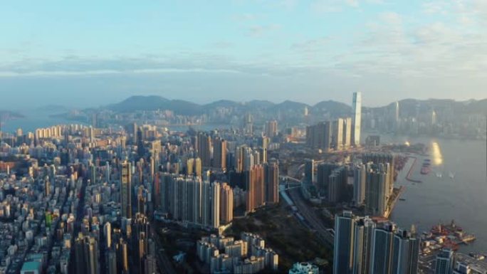 香港九龙大楼香港九龙地区航拍全景经济发展