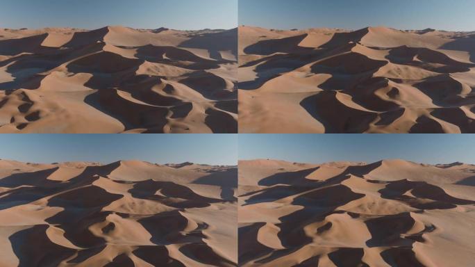 干旱。气候变化。气候紧急情况。全球变暖。纳米布沙漠无尽沙丘的壮观史诗空中特写全景
