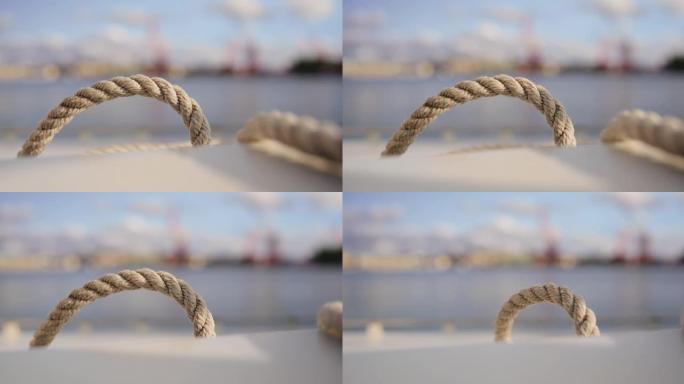 帆船上的绳子麻绳特写视频素材