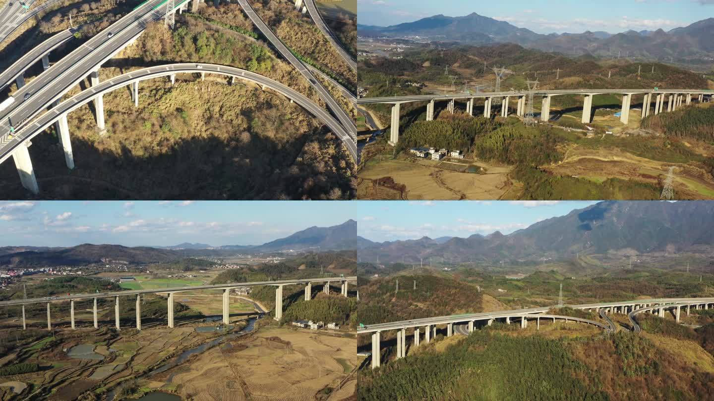 4K航拍夏蓉高速郴州水龙特大桥