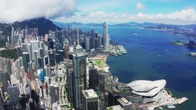 香港维多利亚港从空中