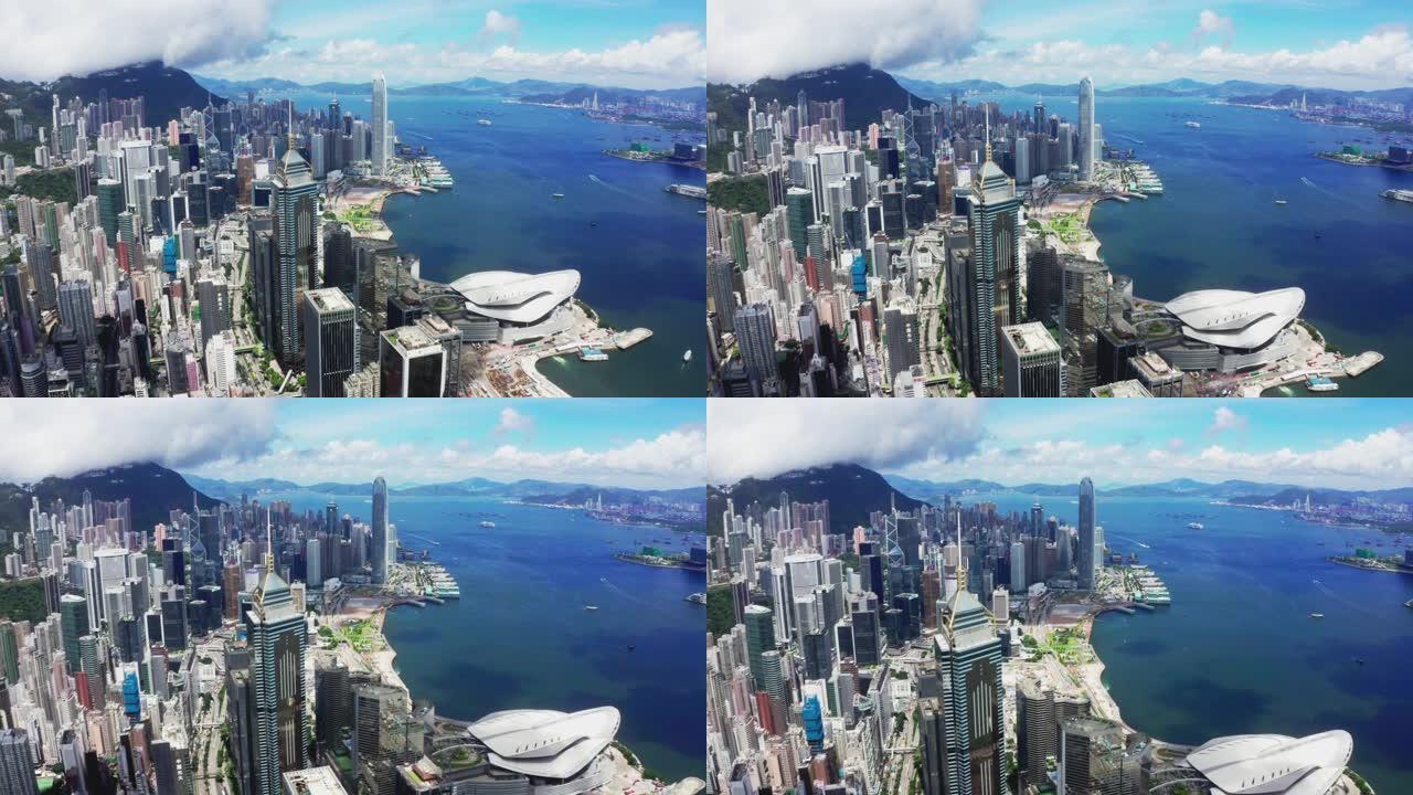 香港维多利亚港从空中