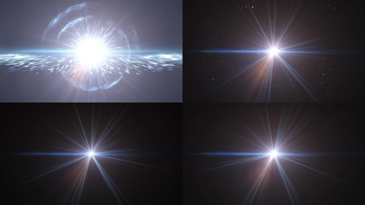 美丽的大爆炸宇宙创作插图。明亮的闪光，巨大的第一次爆炸，爆炸波3d动画。在太空中创造恒星和星系。科学