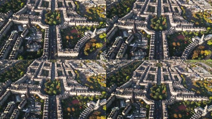 苏格兰爱丁堡新城镇和村庄上方的鸟瞰图