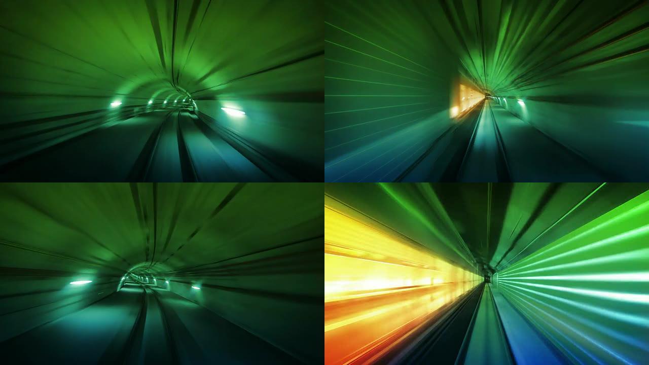 穿越隧道。可循环。绿色。