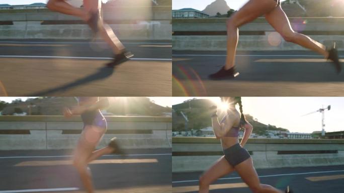仅在夏季运动中，在城市中进行跑步者，健身和女子路跑步，以进行训练，锻炼和锻炼。速度，健康和年轻的女孩