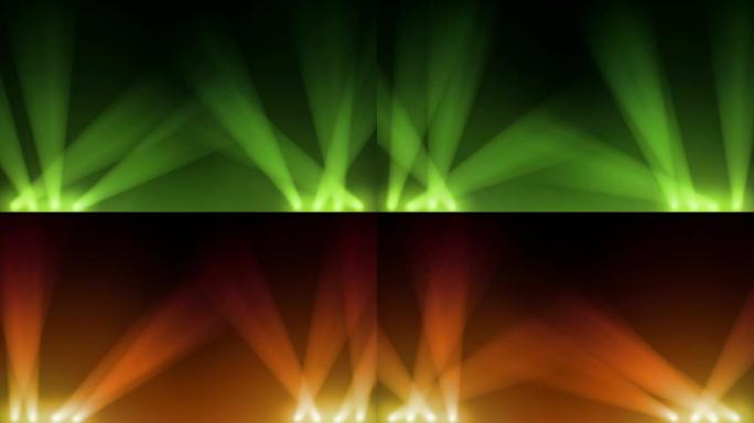 聚光灯动画。绿色和橙色。