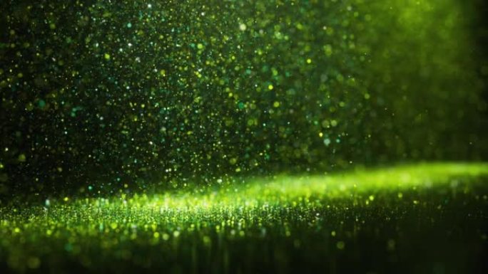 绿色闪光颗粒掉落-可循环背景动画-环境问题，负责任的业务