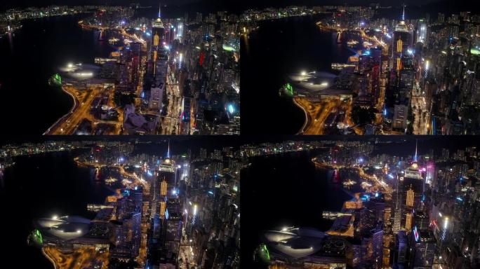 香港的夜景俯拍俯视俯瞰鸟瞰