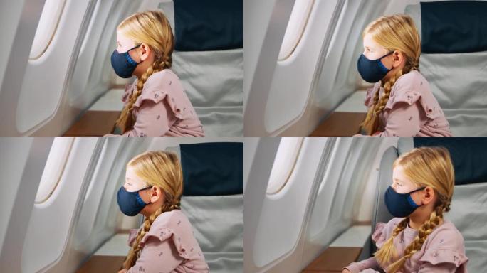 飞机窗小女孩打开飞机窗户