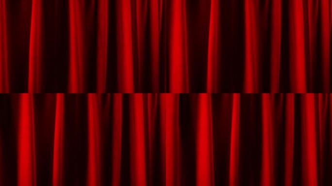 沿着舞台的红色窗帘移动