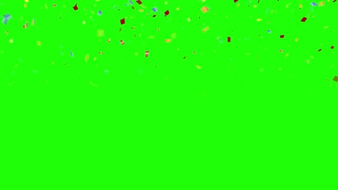 各种形状的4k颜色五彩纸屑落下阿尔法通道-绿色屏幕
