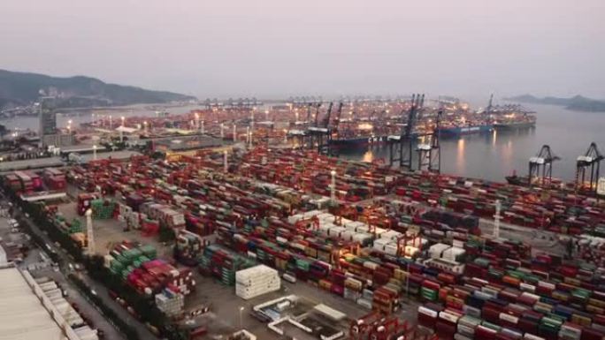 集装箱港口的天线海运码头港口轮船外贸易运