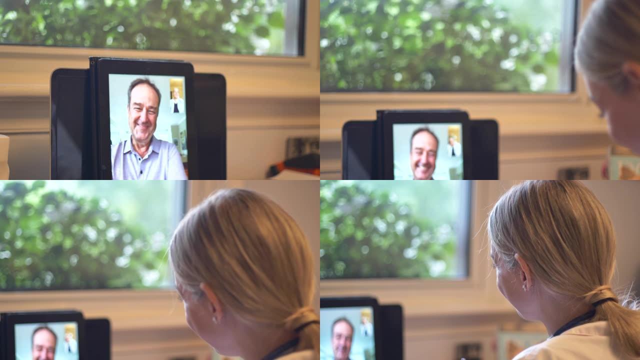 患者和医生之间的远程视频通话