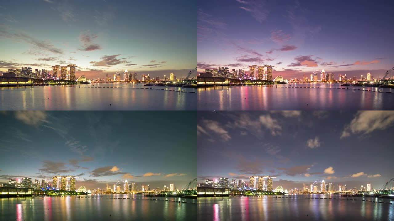 日夜新加坡城市和交通
