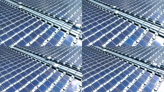 绿色能源概念清洁环境水中漂浮太阳能电池板