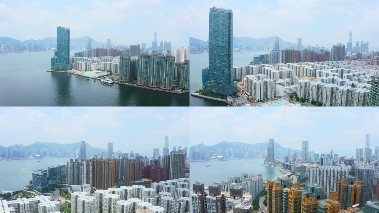 香港的高层公寓航拍建筑业修建