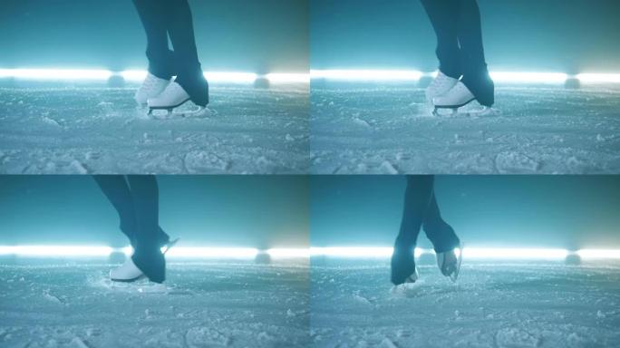 溜冰者的腿在慢动作中旋转元素