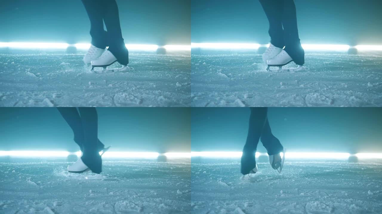 溜冰者的腿在慢动作中旋转元素