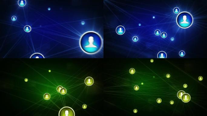 不断发展的社交网络。蓝绿色。可循环。