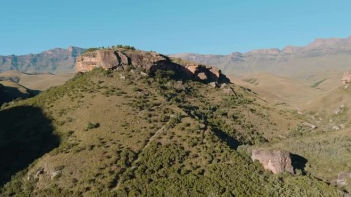 鸟瞰图的布希曼河巨人城堡，德拉肯斯堡，夸祖鲁-纳塔尔，南非