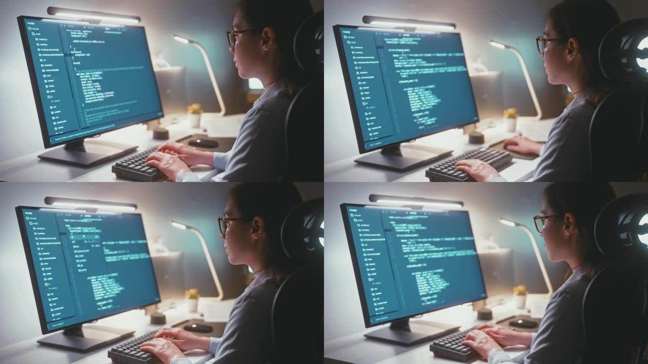 程序员在夜间进行编码
