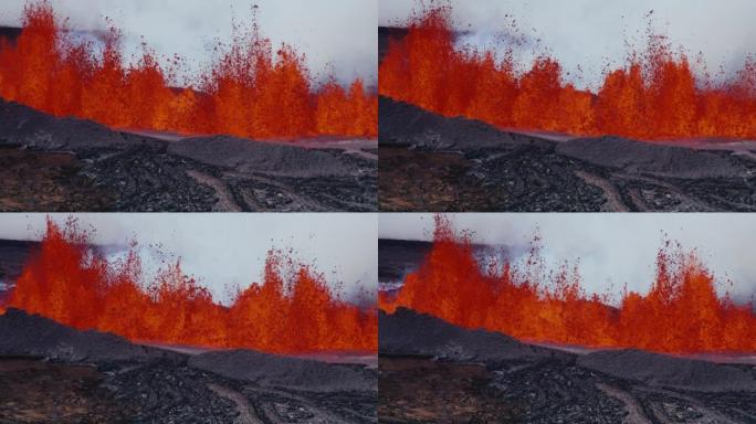 夏威夷莫纳罗亚火山爆发2022年的慢动作