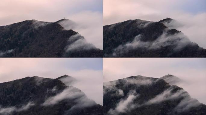 山云的延时摄影原始森林云海着火