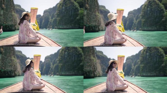 泰国出租车船上的女人