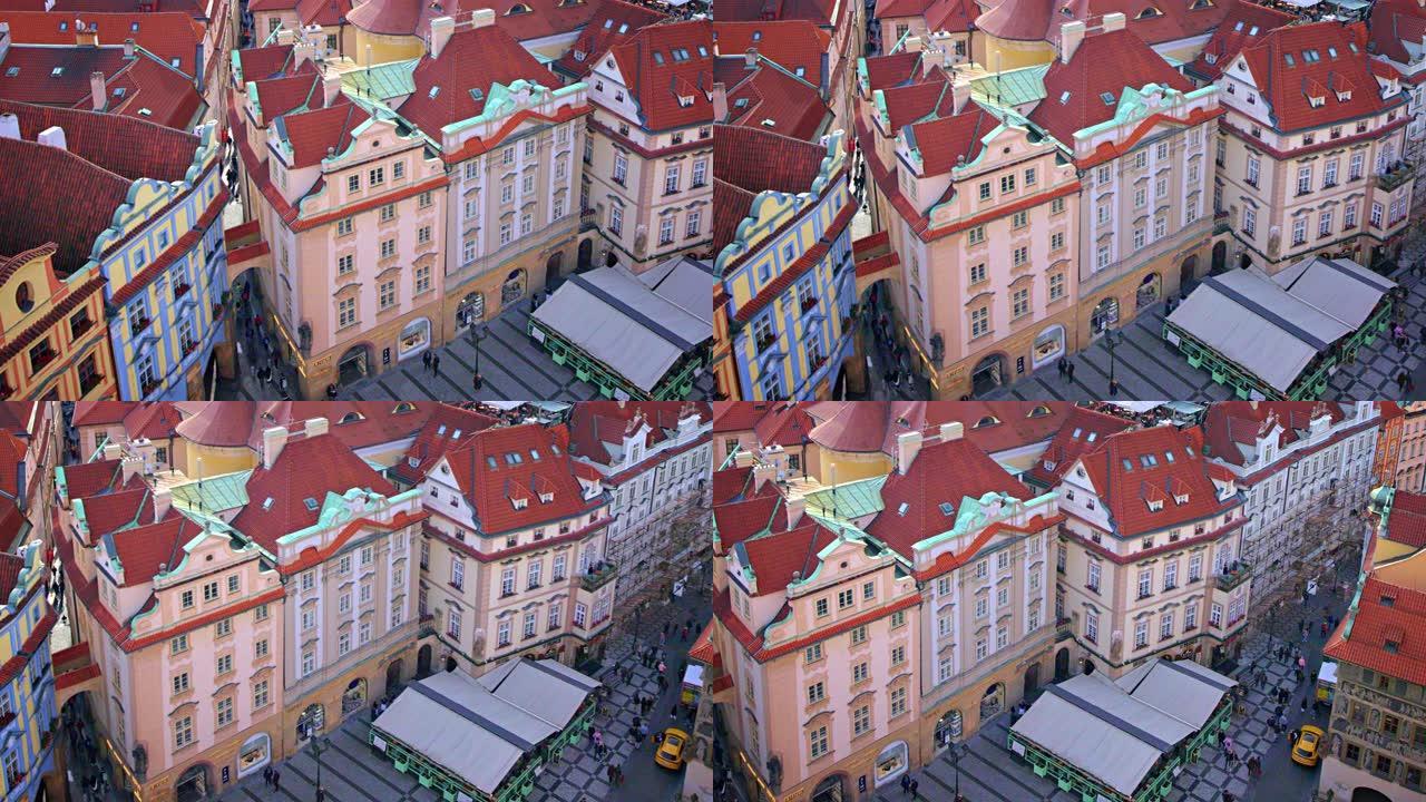 布拉格老城广场的历史建筑。创造性的观点。