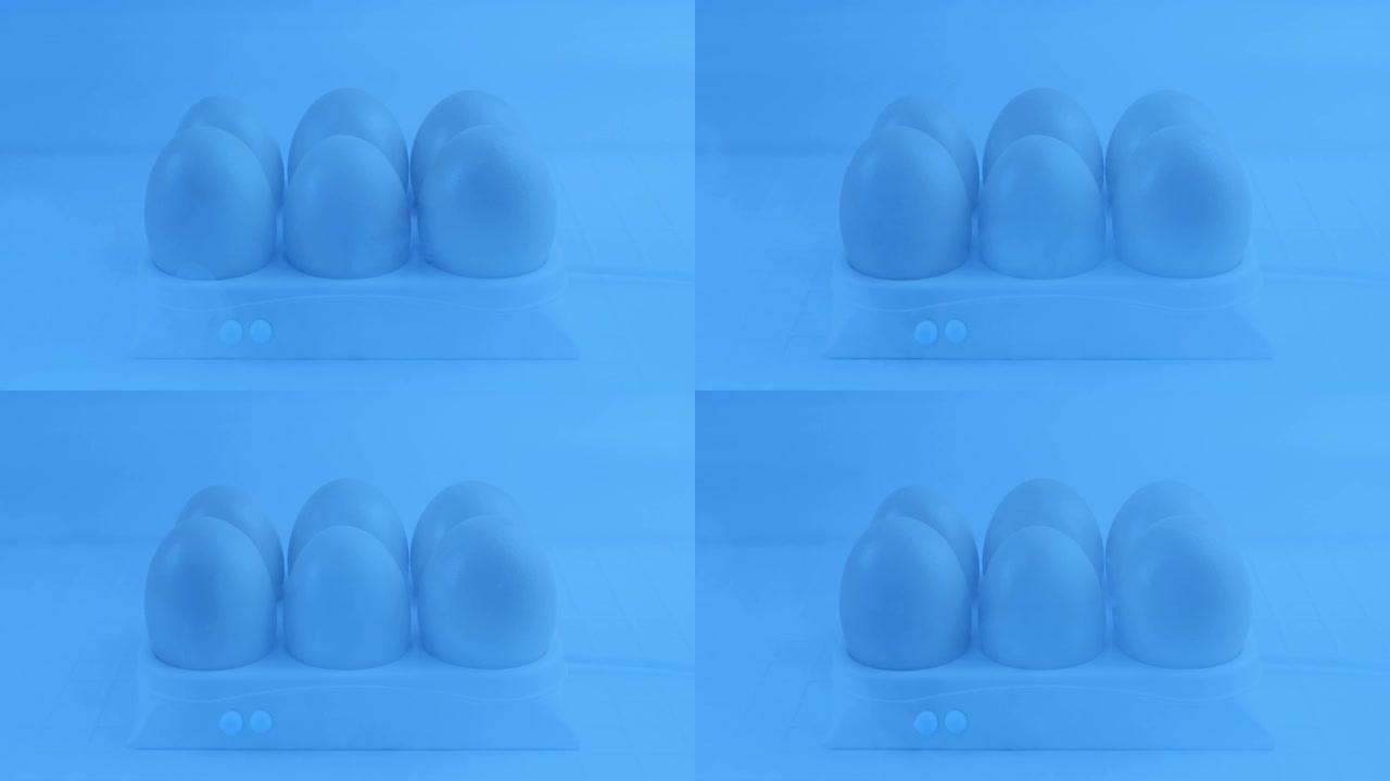 鸡蛋在冷藏实验室蓝色图案孵化厂大鹅蛋