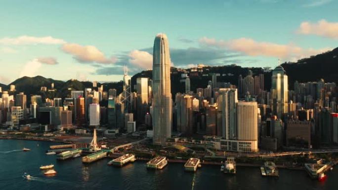 香港维多利亚港无人机景观